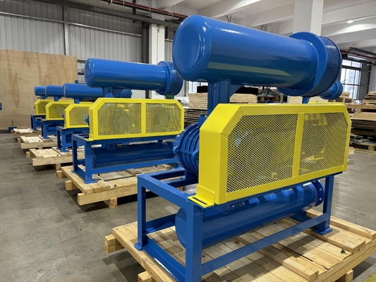Three Lobe Type Rotary High Pressure Roots Blower High Efficiency 60-100kpa