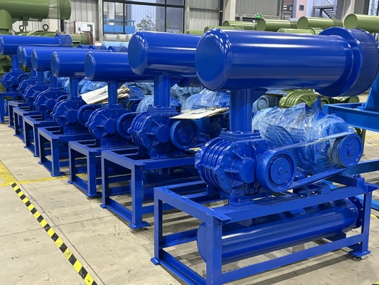 Three Lobe Type Rotary High Pressure Roots Blower High Efficiency 60-100kpa